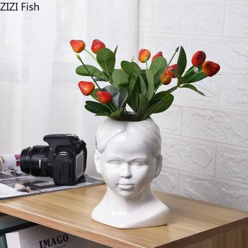 Ceramic Figures Vase Human Body Ceramic Vases Character Avatar Plant Pots Decorative Flower Arrangement Living Room Decoration