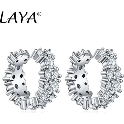 Laya Silver Earrings For Women 925 Sterling Silver Stud Earrings Silver 925 with Stones Cubic Zirconia brincos Jewelry