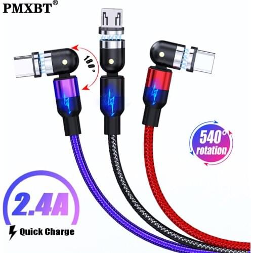 Magnetic Cable lighting 540° Fast Charge Micro USB Cable Type C Magnet Charger 1M Braided Phone Cable For iPhone Xr Samsung Wire