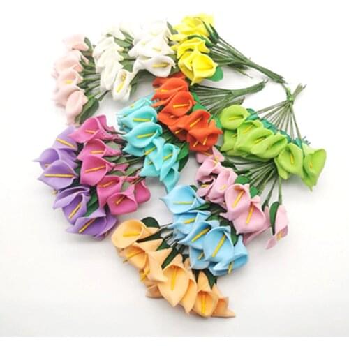 144pcs Mini Foam Calla Lily Artificial Flower Bouquet Artificial Flower Decoration Wedding Decoration Valentines Day Gift