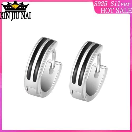 Fashion small circle black line womens exquisite earrings drop gold-plated simple design English earrings