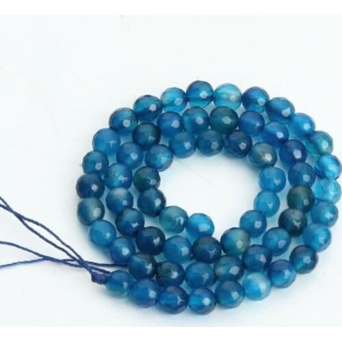 Natural Stone 6/8/10MM Crystal blue agate Bead For Jewelry Making DIY Bracelet dg4a