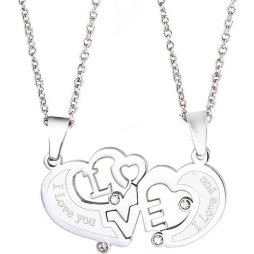 RIR People Friendship Necklace Lovers Necklaces Gold Two Part Lovers Pendant Puzzle Jewelry Romantic Gift Gift for Wife