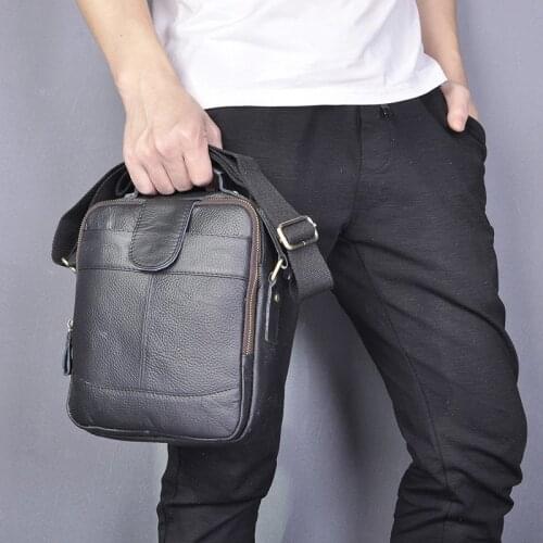 Quality Real Leather Male Designer Casual Messenger Crossbody Shoulder bag Fashion Male Mochila 9.8" Tablet Tote bag 111-2-b