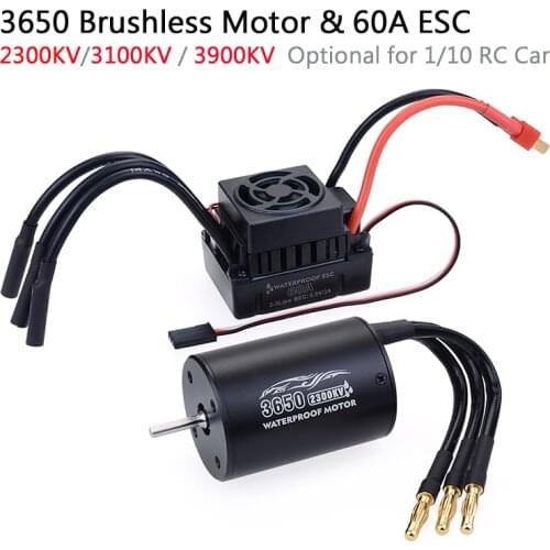 RC Car 1:10 Parts 3650 3660 F540 2300KV 2600KV 3100KV 3300KV 3900KV 4370KV Brushless Motor 60A ESC for Monster Truck Buggy Baja