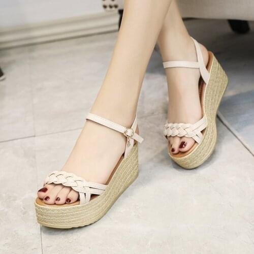 COOTELILI Women Summer Sandals Buckle Fashion Shoes Sandals New Fashion Sandal 7.5cm Heel Outside Sandals Black Basic Sandals