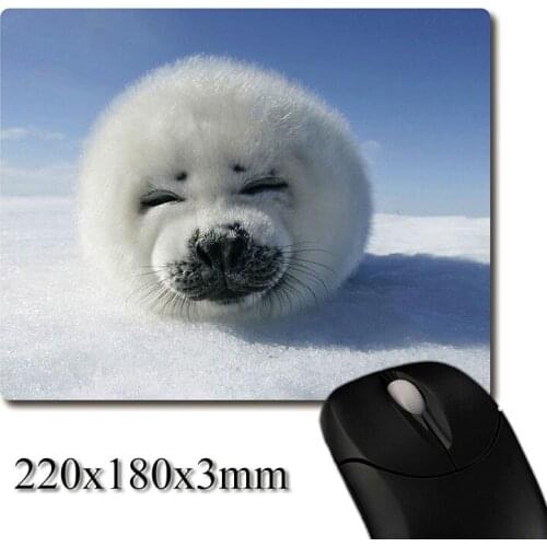 Cute furry smiling baby seal printed Heavy weaving anti-slip rubber pad office mouse pad Coaster Party favor gifts 220x180x3mm