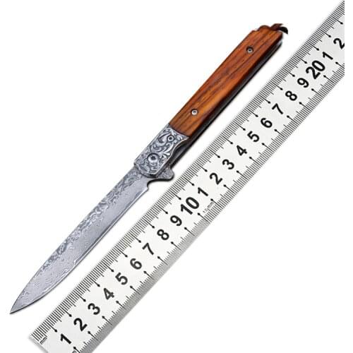 VG10 Damascus Steel Folding Knife CS Go Portable Jungle Rescue Knife Foldable Pocket Slicing Fruit Knife Outdoor Tool EDC