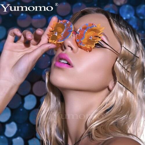 2020 Rimless Sunglasses Women Fashion Retro Polygon Smile Sunglasses Luxury Frameless Sunglasses Eyewear UV400 gafas de sol