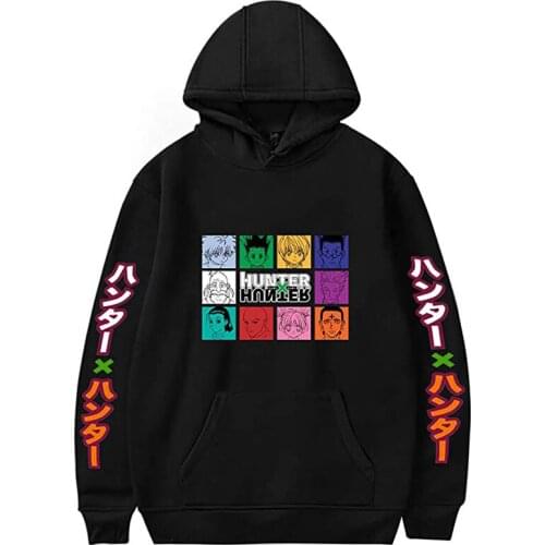 Kawaii Hunter X Hunter Hoodies Men Women Short Sleeve Sweatshirt Killua Zoldyck Anime Manga Black Hoodies Bluzy Tops Clothes