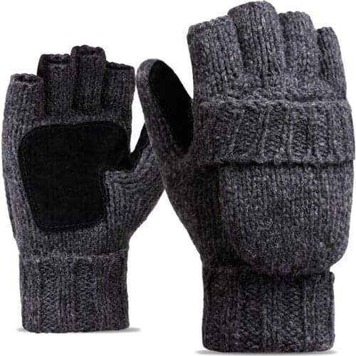Unisex Winter Fliptop Gloves Fingerless Pop-top Convertible Knit Cycling Warm Keeping Gloves
