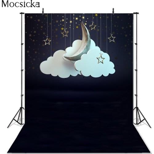 Vinyl Photography Background Night Sky Moon Star Computed Printed Children Backdrops for Photo Studio F-3063