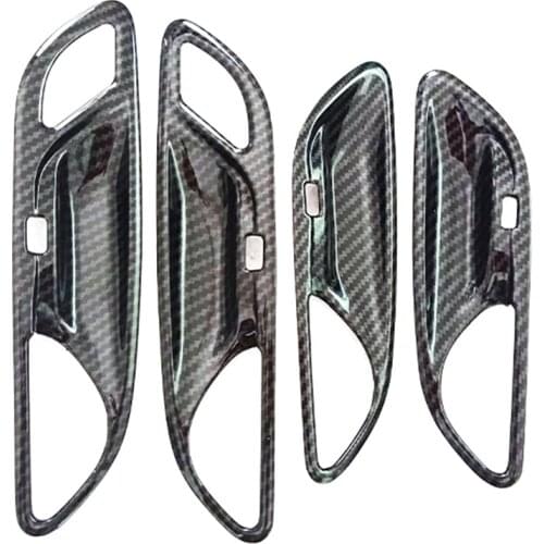 Car Carbon Fiber ABS Inner Door Handle Bowl Frame Trim for Cadillac XT4 2018 2019 2020