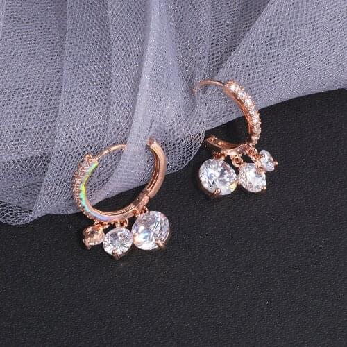 Luxury AAA Cubic Zirconia Circle Earrings Elegant Round Crystal Dangle Drop Earrings For Women Bridal Wedding Earring Gift WX164