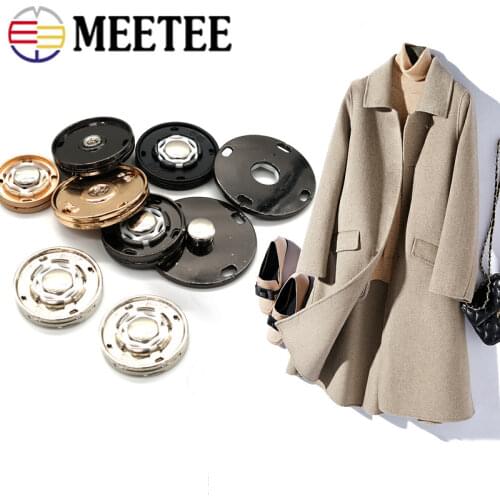 10pcs 18/21/23/25mm Metal Snap Button Coat Coat Jacket Invisible Buttons DIY Garment Decor Buckle Fastener Sewing Hidden Button