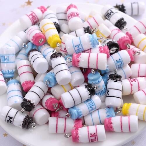 4colors 10pcs/pack Hot Sell Acrylic Pendants Cartoon Cute Milk Bottle Shape Pendants For Jewelry Making Diy Handmade Accessories