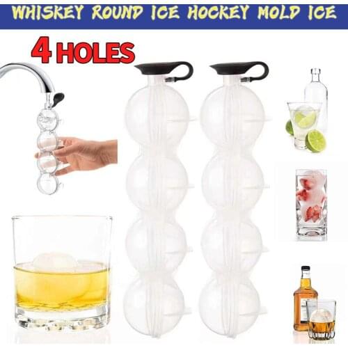 4 Cavity Ice Maker DIY Round Ice Ball Whiskey Cocktail DIY Ice Flexible Silicone Material Home Bar Party Kitchen Supplies