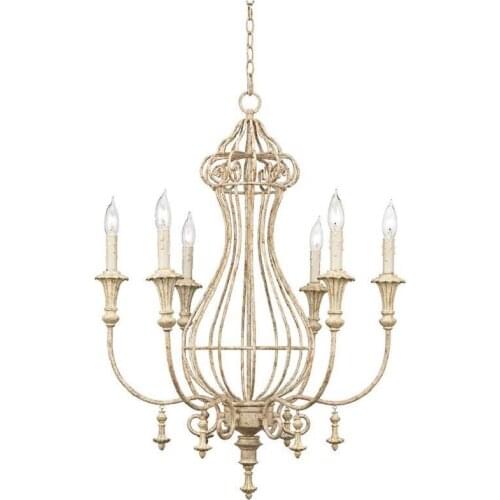 American country retro wrought iron made old lantern chandelier villa living room bedroom clothing store lamp