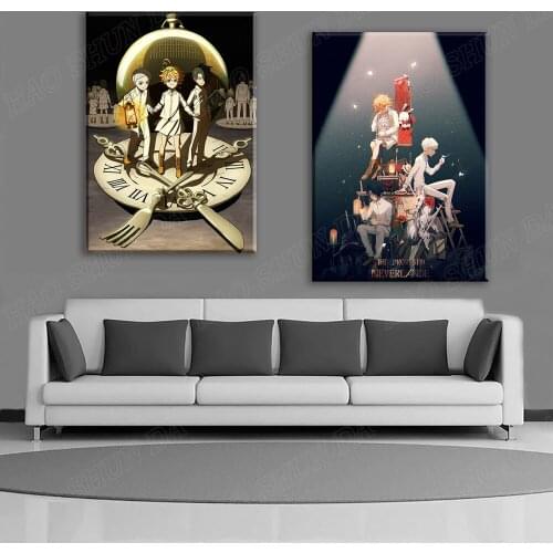Anime The Promised Neverland Yakusoku no Neverland Wall Scroll Mural Canvas Poster Wall Hang Poster Home Decor Collect