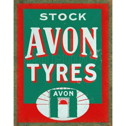 AVON TYRES VINTAGE GARAGE METAL TIN SIGN POSTER WALL PLAQUE