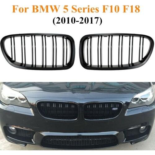 Car Gloss Black Kidney Grill Dual Slats Racing Grill For BMW 5 Series F10 F11 F18 520d 530d 540i 2010-2017 Replacement Part
