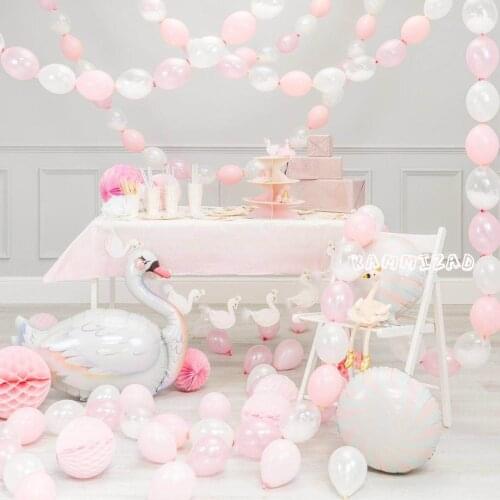 Large white swan balloon happy Birthday Party Decorations adult wedding pink love anniversaire supplies balloons