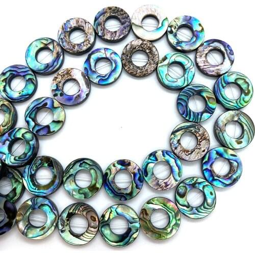 Natural Abalone Shell Loose Beads Round Ring Charm Ladies for DIY Jewelry Making Bracelet Necklace Earrings Accessories