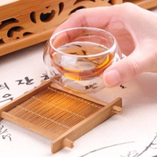 Solid Wood Tea Tray Drainage Cup Teapot Mat Gongfu Tea Table Serving Plate C6UE