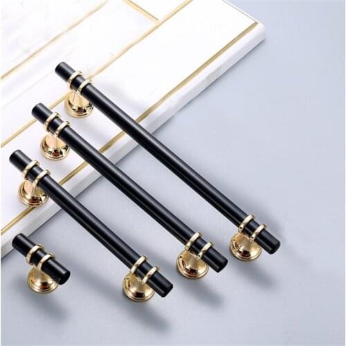 Black Golden Cabinet Handles Solid Zinc Alloy Kitchen Cupboard Pulls Drawer Knobs Furniture Handle Hardware European Style