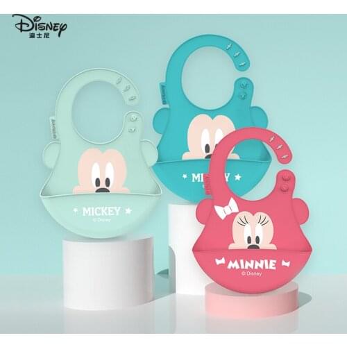 Disney Baby Bibs Waterproof Silicone Feeding Saliva Towel Newborn Cartoon Aprons Toddle Boys Girls Adjustable Christmas
