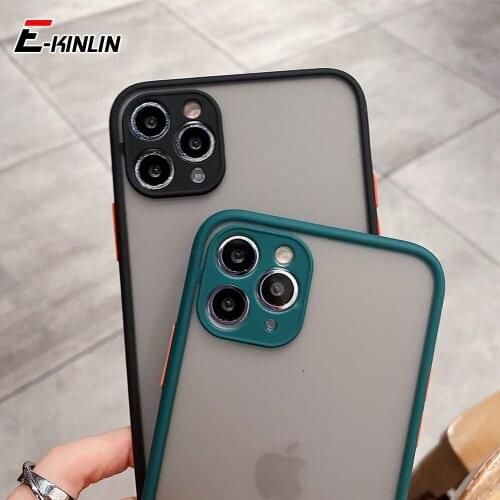 For iPhone 12 11 Pro XS Max mini XR X SE 2020 8 7 6S 6 Plus Camera Protection Silicone Hard TPU Matte Phone Case Back Cover