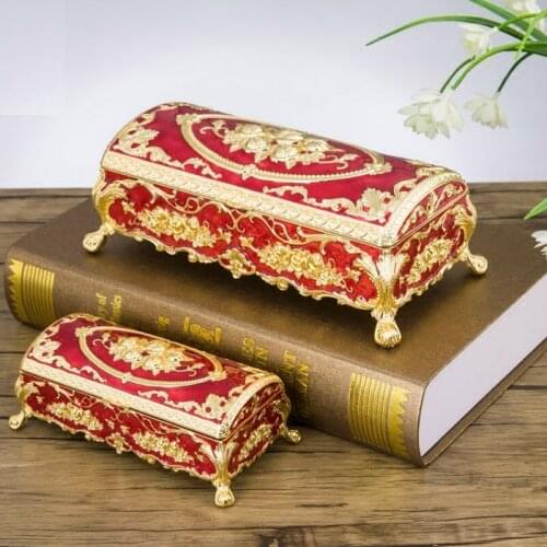 Europe Rectangle weeding jewelry storage box alloy metal Home desktop storage box jewelry box organizer for gifts Z064