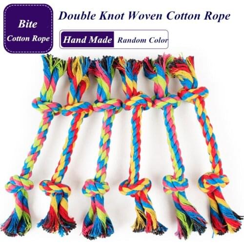 JCPAL Colorful Double Knot Woven Cotton Rope Hand Made Dog Training Intellectual Dog Training Grind The Teeth Resistance To Bite