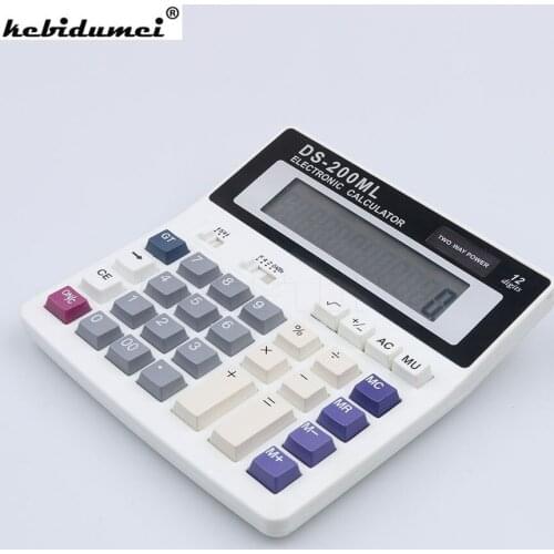 Kebidumei New DS-200ML Office calculator Muti-function calculator Large keys 12 Digits Big display Dual power computer keys