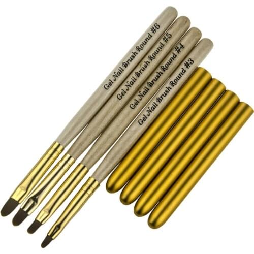 Nail Art Brush Painting Drawing Carving Pen Wooden Handle Round Manicure Tools Design Flower Acrylic Tips UV Gel Polish Builder