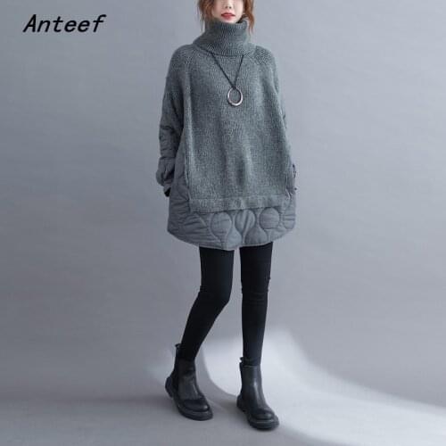 Korean fashion cotton knitted Turtleneck pull causal loose autumn winter sweaters pullover sweater tops women clothes 2021