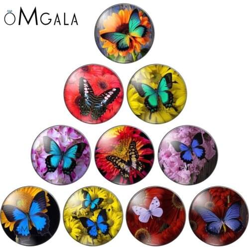 Beautiful Animal Butterfly Art Patterns 12mm/16mm/18mm/20mm/25mm Round Glass Cabochon Demo Flatback Making Findings 10pcs/lot