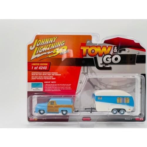 Johnny Lightning 1:64 1955 FORD F100 Panel Trailer Diecast Collection of Die-casting Simulation Alloy Model Children Toys