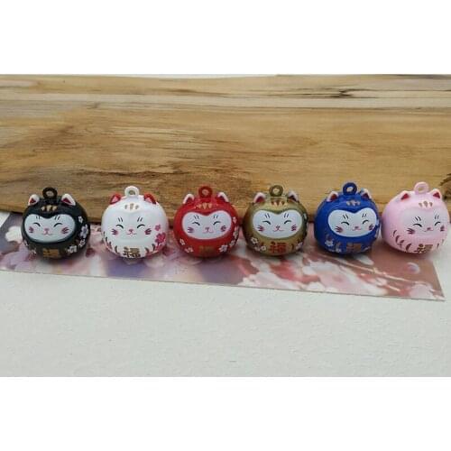 Cute Cartoon Cat Jingle Bells Charms Good Luck Wishing Close Twinkle Bell Necklace Pendant Accessories Jewelry Craft Findings