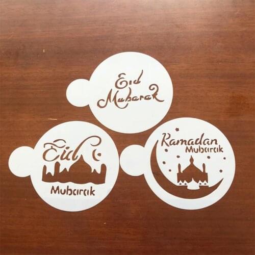 Muslim Eid Ramadan Cake Stencil Asymmetrical Shape Coffee Art Stencils Baking Cake Decoration Spray Pattern 3PCS/Set