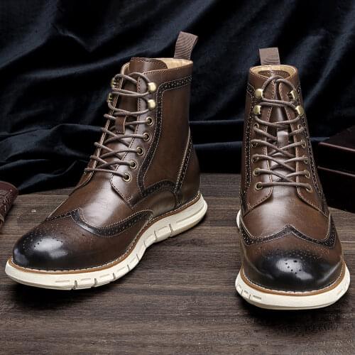 7~13 men Boots brand 2021 comfortable fashion Brogue Ankle boots #AL511