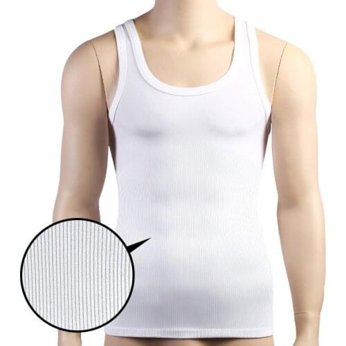 Mens Sleeveless Top Muscle Vest Shaping Corset Tight Slimming Body Shapewear Slim Tummy Belly Undershirts O-Neck Gymclothing