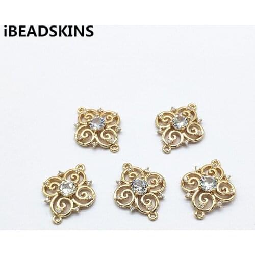 New arrival! 22x18mm 50pcs Cubic Zirconia Flower Connectors for hand Made Earrings parts DIY/ Jewelry Findings & Components
