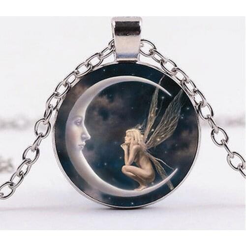 Fashion Women Girl Fairy Fairy Time Glass Moon Pendant Long Chain Necklace Party Sweater Lucky Necklaces Jewelry
