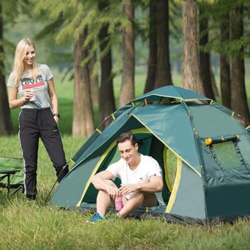2 Doors And 2 Windows Automatic Tent Outdoor Double Single 210T Waterproof Leisure Camping Couple Tent barraca camping