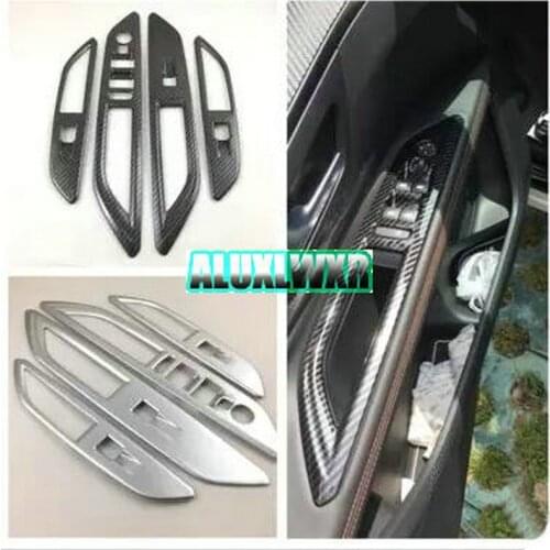 Peugeot 4008 5008 LHD ABS CHROME Interior Door Window SWITCH Panel Cover Trim Car Accessories ABS Carbon Fiber 2017 FIT for 2017