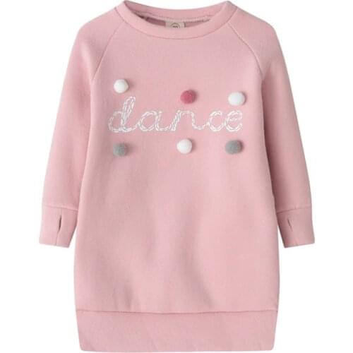 Kids Baby Girl Warm Autumn Winter Sweater Dress Plush Ball Long Sleeve Mini Stright Little Girls Party Princess Dresses Clothes