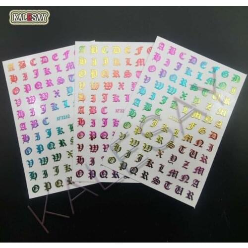 Popular Rainbow Brand Nail Sticker for Manicure Back Glue Decals Nail Art Stickers for Design Foil Sport Decoration Old Letter