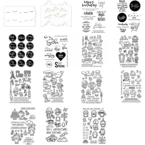 Clear Stamps And Cutting Dies Cute Animal Dogs Pigs Character Rainbow Sentence For DIY Scrapbook Photo Album Craft Card 2021 New