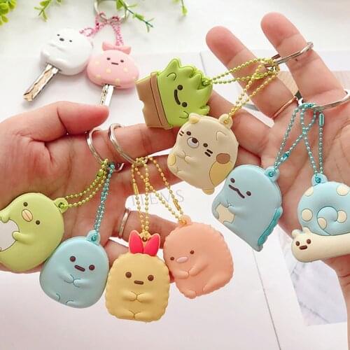 Cute Key Cap Key Covers Rings Key Identifier Tag Organizers Silicone Keychain Holder With Ball Chain Car Ornament Charm Pendant